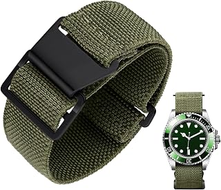 BINLUN Elastic Nylon Strap Watch Navy National Hook Closure Strap for Watch High Quality with Black Silver Buckle for Men Women 18/20/22 mm