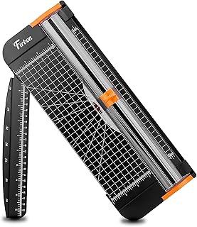 Firbon A4 Paper Cutter, 12 Inch Paper Trimmer with Extened Ruler, Black | 10 Sheet Capacity | CM & Inch Scale | Spring-Loaded Safe Blade | Cuts Cardstock, Vinyl, Coupons, Labels & Scrapbooking Craft