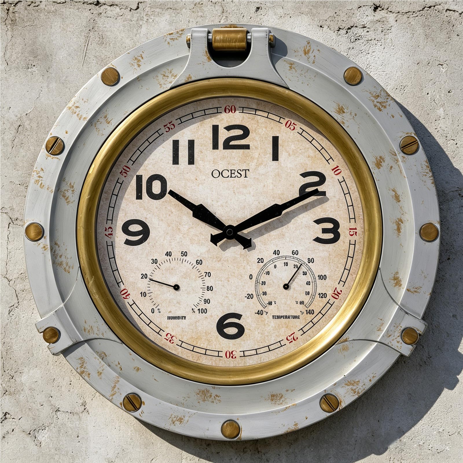OCEST 18 Inch Large Outdoor Wall Clock with Thermometer Hygrometer | Waterproof 