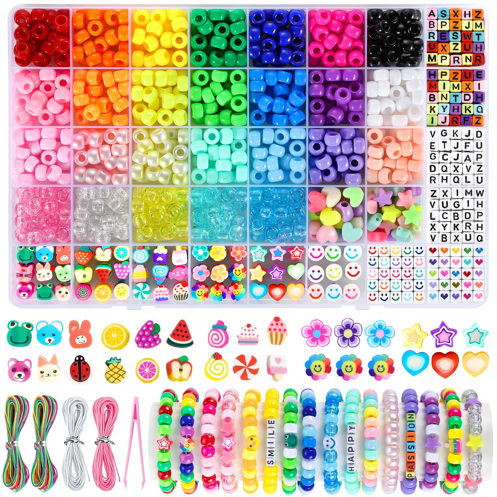 Funtopia Pony Beads for Bracelets, 1042 Pcs Bracelet Making Kit | 26 Colors Pony