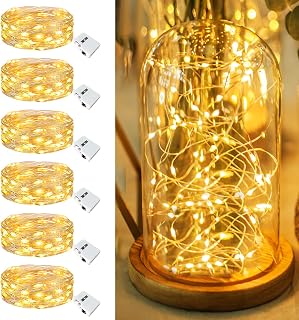 Fairdeer 6 Pack Fairy Lights Battery Operated - 7ft 20 Led Twinkle lights 3 Modes, Bulk Mini String Lights Waterproof for Mason Jars Vases DIY Party Table Centerpieces Christmas Decoration -Warm White