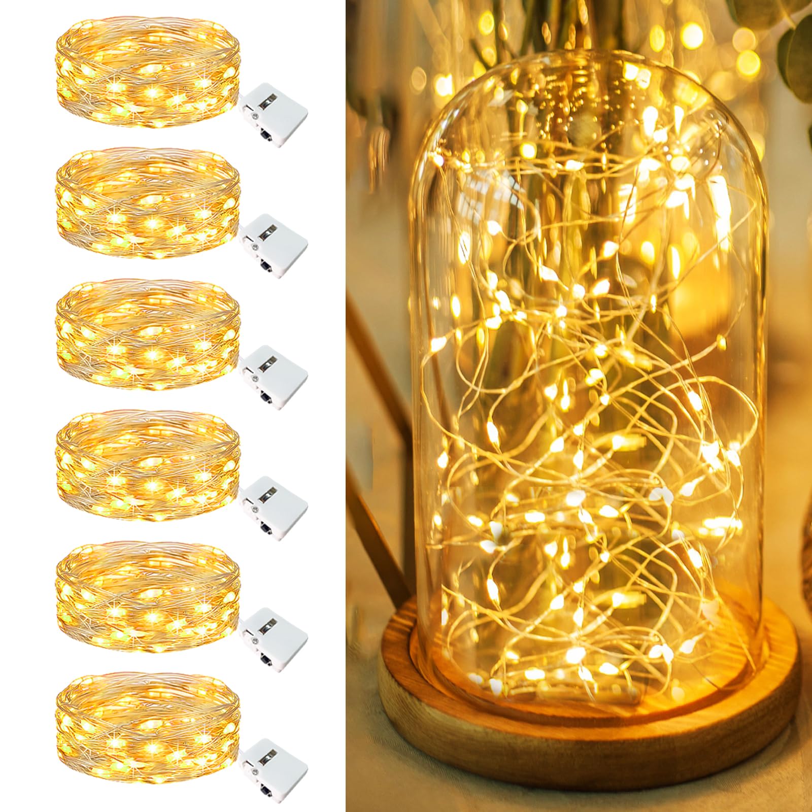 Fairdeer 6 Pack Fairy Lights Battery Operated - 7ft 20 Led Twinkle lights 3 Mode
