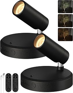 EZVALO Indoor Spotlights, Picture Lights For Wall, Plant Up lights | 5000mAh Rechargeable Battery, with Remote, Mini, Wireless, Magnetic, Timer, 3 Color Temps, Plant, Art, Wall Decor, 2-Pack