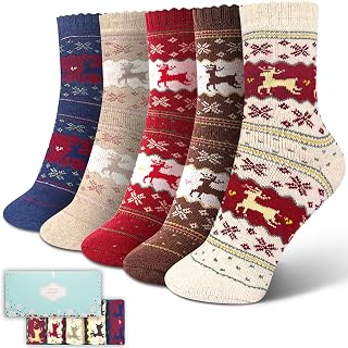 ICEIVY Socks Women Soft Knit Thick Warm Winter Fuzzy Crew Socks 5 Pairs