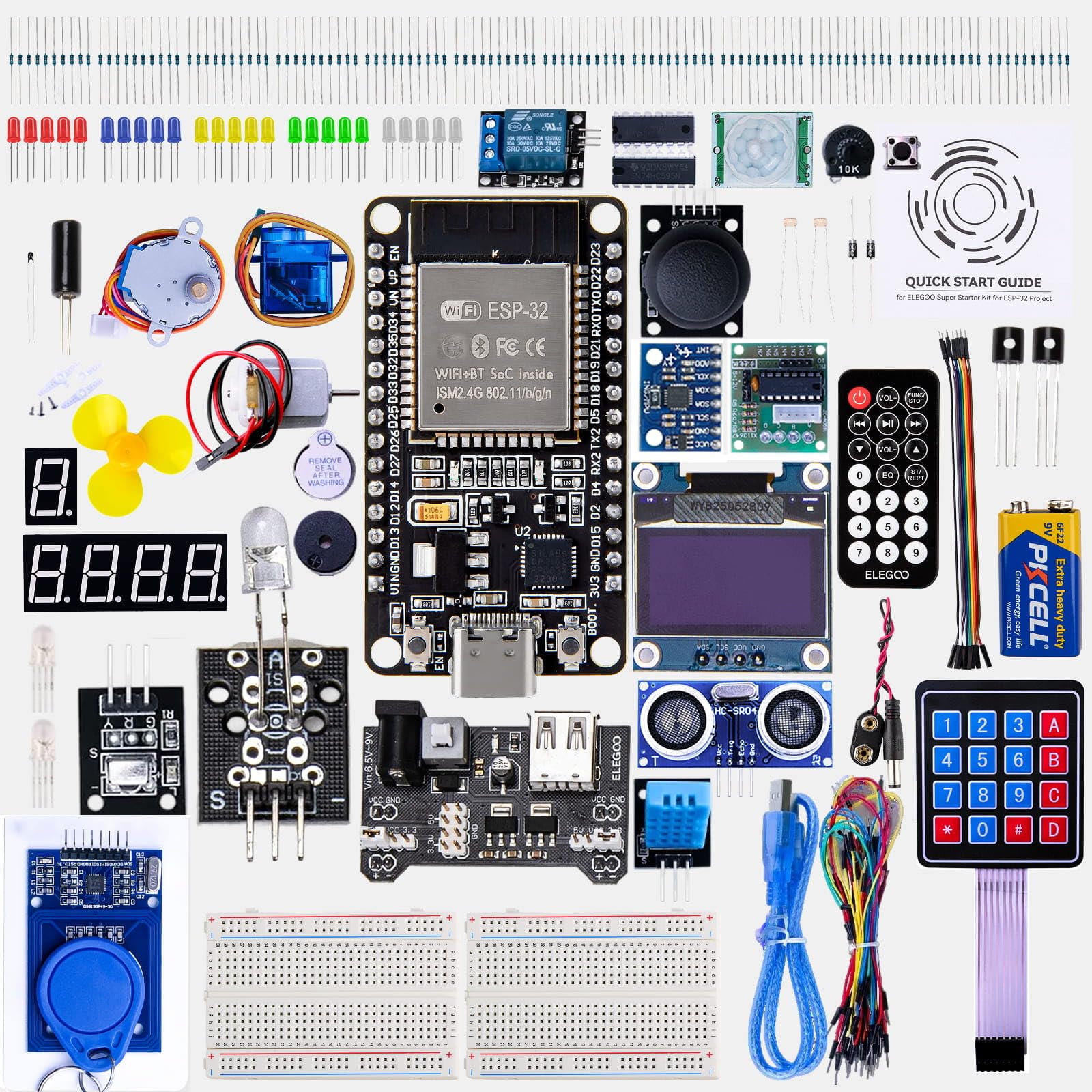ELEGOO ESP-32 Super Starter Kit with Tutorial and Development Board USB-C | Dual