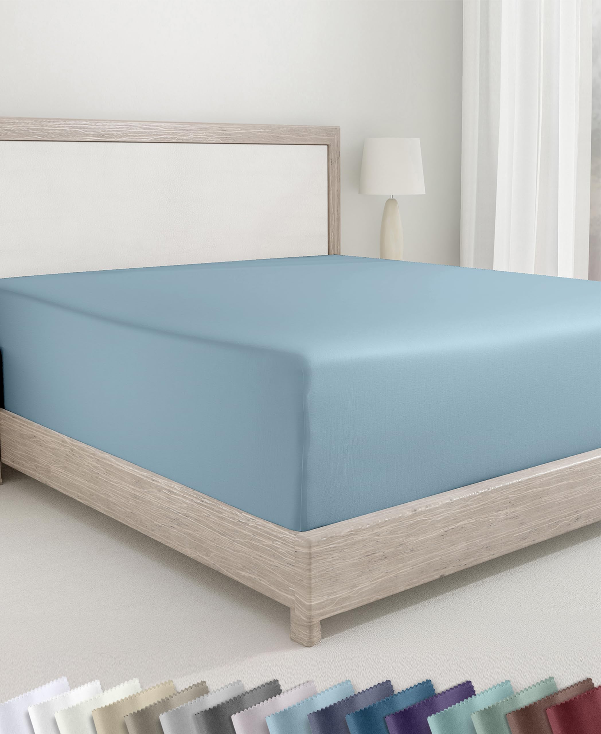 California Design Den Double Size Fitted Sheet Only, Deep Pocket Soft 400 Thread