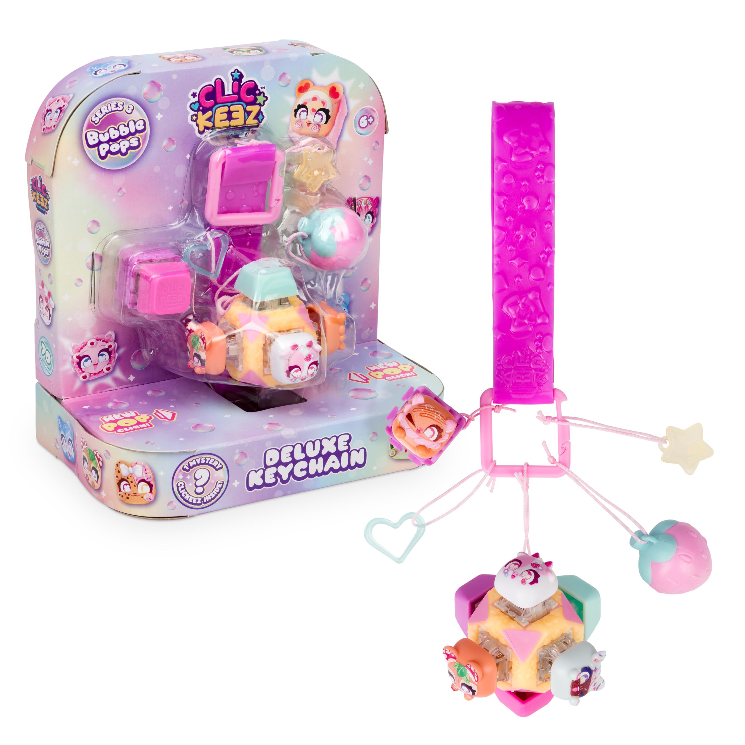 Clickeez Deluxe Keychain - Series 3 (Bubble Pops) | Includes 7 Clickable Keyboar