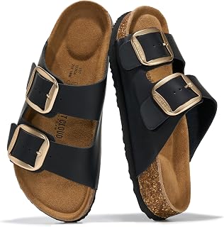 Project Cloud 100% Genuine Leather Cork Footbed Sandals Women Womens Slides
