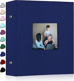 Ejblfe Photo Album 4x6,Linen Cover Slide-in Photo Album Book Can Holds 600 4x6 Photos with 60 Black Sheets for Family,Wedding,Baby and Holiday Pictures (Dark blue)