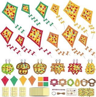 Autumn Crafts for Children, 24 Pieces Autumn Decoration Crafts, DIY Autumn Craft Set, Autumn Crafts with Children, Autumn Crafts Window Pictures with Paper Dragons, Mushrooms, Maple Leaves for Boys