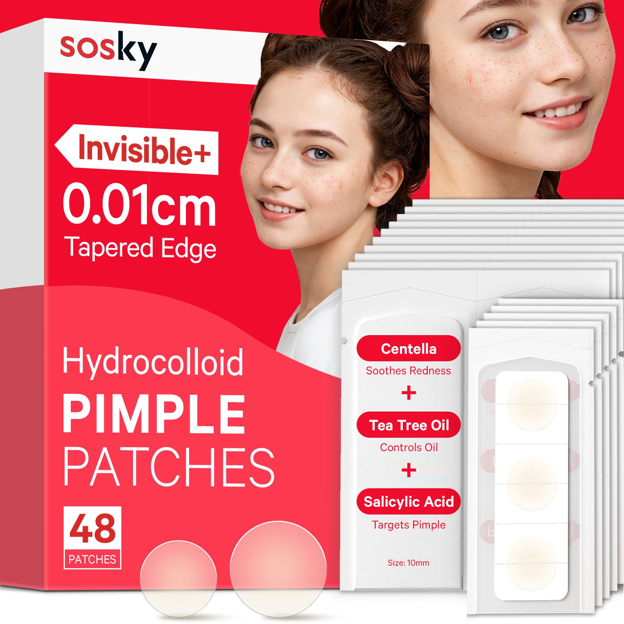 Sosky Pimple Patches for Face, Invisible Hydrocolloid Acne Patches, HSA Store El