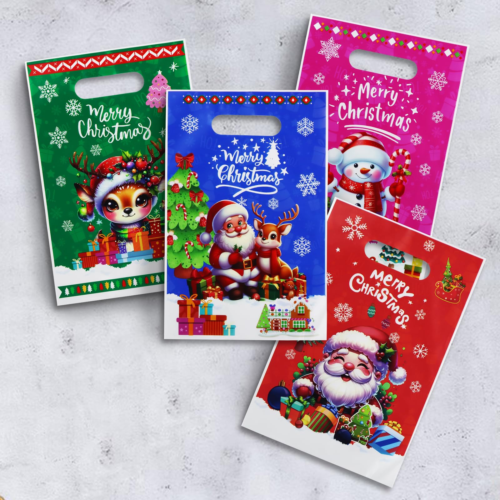 50 Pack Christmas Bags Classic Christmas Patterns, Cute OPP Christmas Bags, Cand