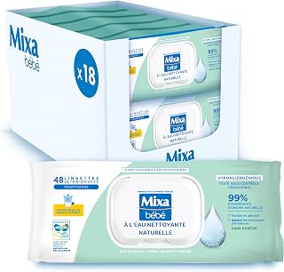 Mixa Hypoallergenic Natural Water Cleaning Wipes Set 18 x 48 cm