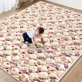 Baby Play Mat, 71" X 59" Extra Large Foldable Crawling Floor Mat for Playpen & Babies, Toddlers. Premium Thicker Foam playmat, Anti-Slip Soft Cushioning Padding, Machine Washable Mat