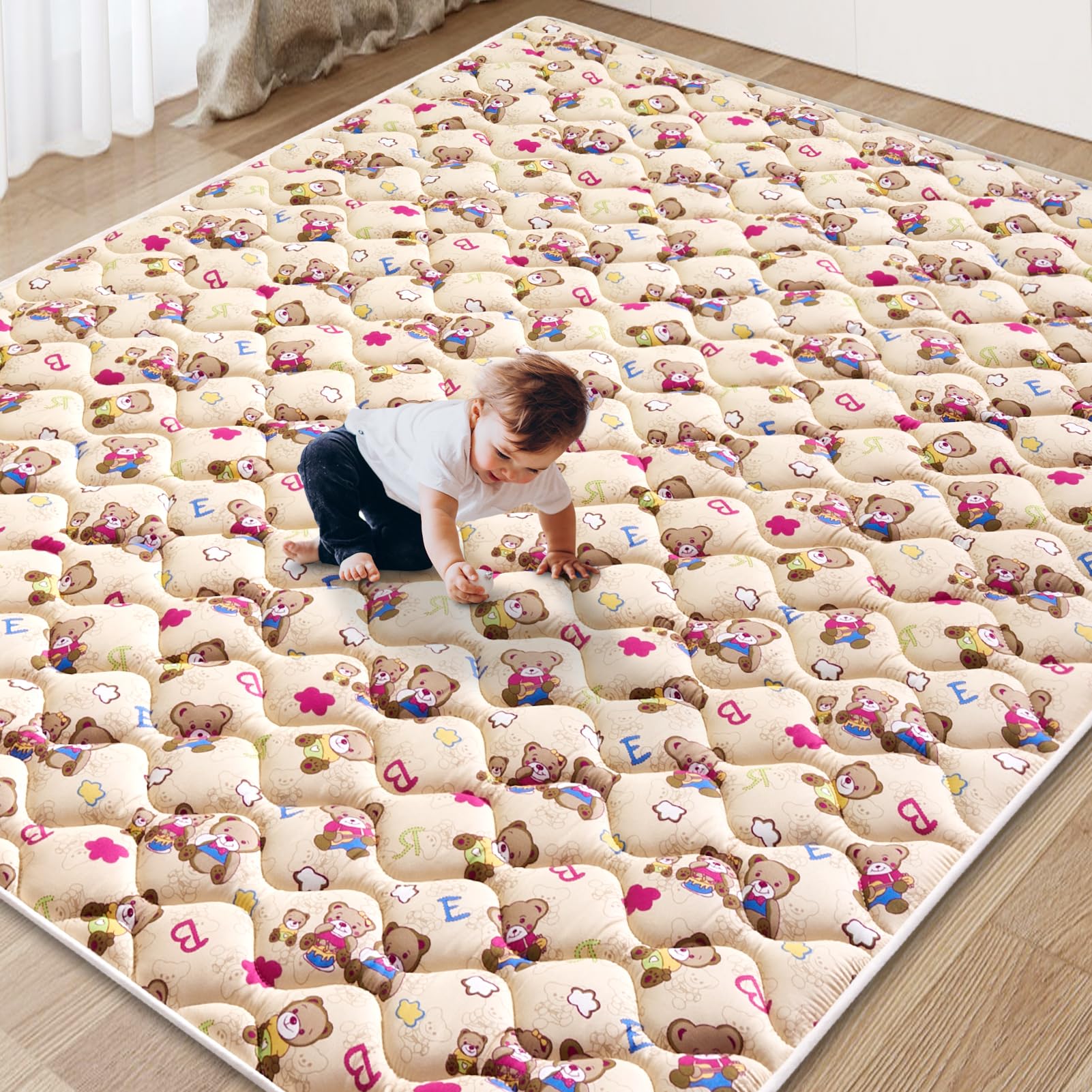Baby Play Mat, 71" X 59" Extra Large Foldable Crawling Floor Mat for Playpen & B
