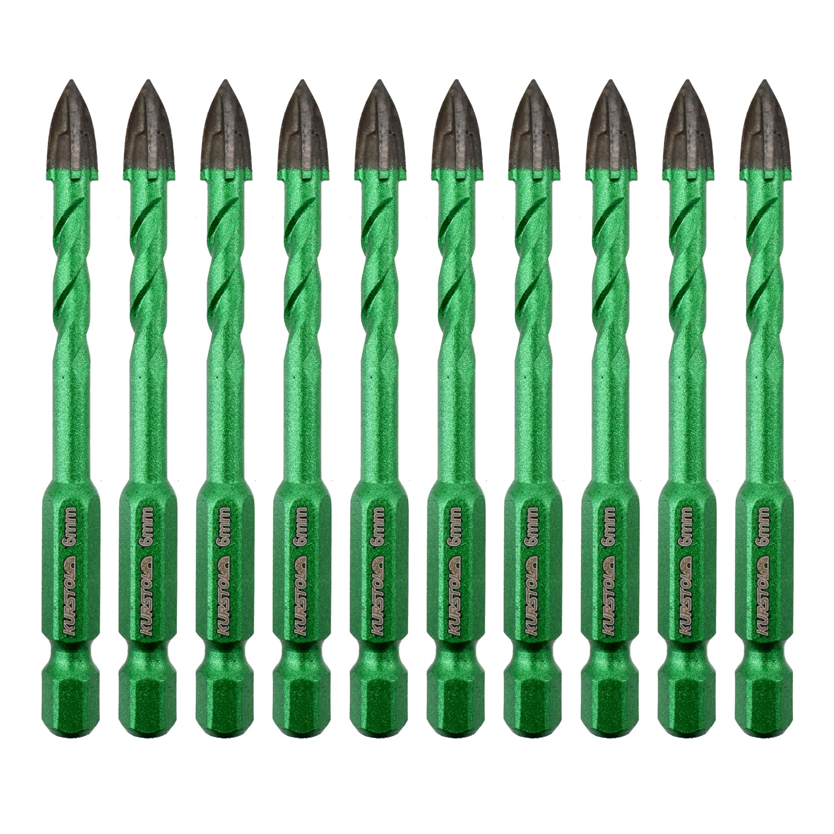 Masonry Drill Bits Set - 6mm*10 Tungsten Carbide Tip Tile Drill Bit for Porcelai