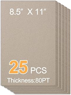 Chipboard 8.5 x 11 Inch 80pt (25 Sheets) Book Board for Book Binding, Cardboard Backing Binder Board for Crafts, Gray