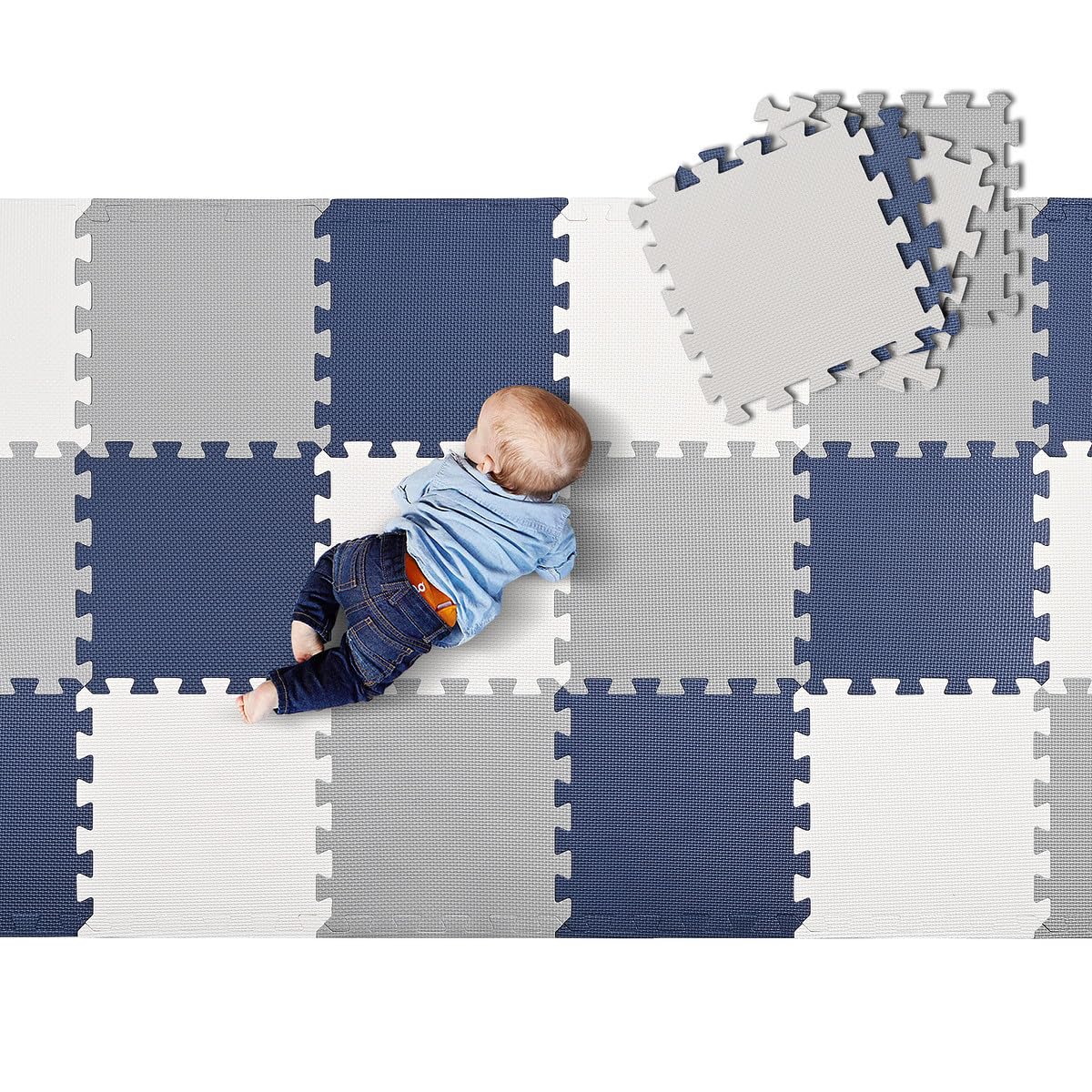 LIVINGbasics Interlocking Foam Baby Play Mat | 18 Tiles, 1.62㎡. interlocking til
