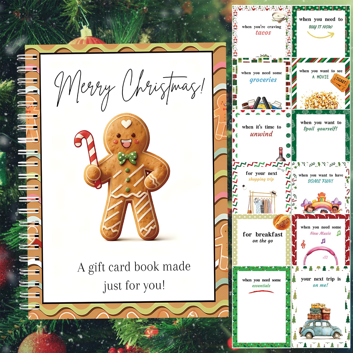 Semyifu Christmas Gift Card Book - Surprises on Every Page, DIY Spiral-Bound Mer