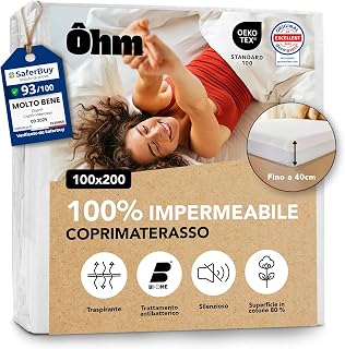 Ôhm Waterproof Single Mattress Protector 100 x 200 cm Oeko-Tex Cotton