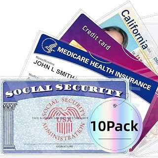 10 Pack PVC Transparent Card Sleeves, Social Security Card Protector Sleeves, Ultra Clear & Durable, Waterproof Card Holder for Credit Cards, Bus Pass, Membership Cards, Transparent Protective Case