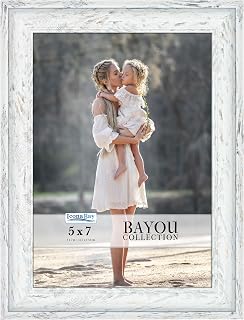 Icona Bay 5x7 Cloudy White Picture Frame - Cape Cod Style 5 x 7 Photo Frame - Table Top or Wall Mount - Bayou Collection