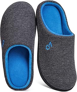 VeraCosy Men's Two-Tone Memory Foam Slippers | Slip-on, Wide Fit, Mule, House, Indoor, Birthday Gifts, Machine Washable, Open Back