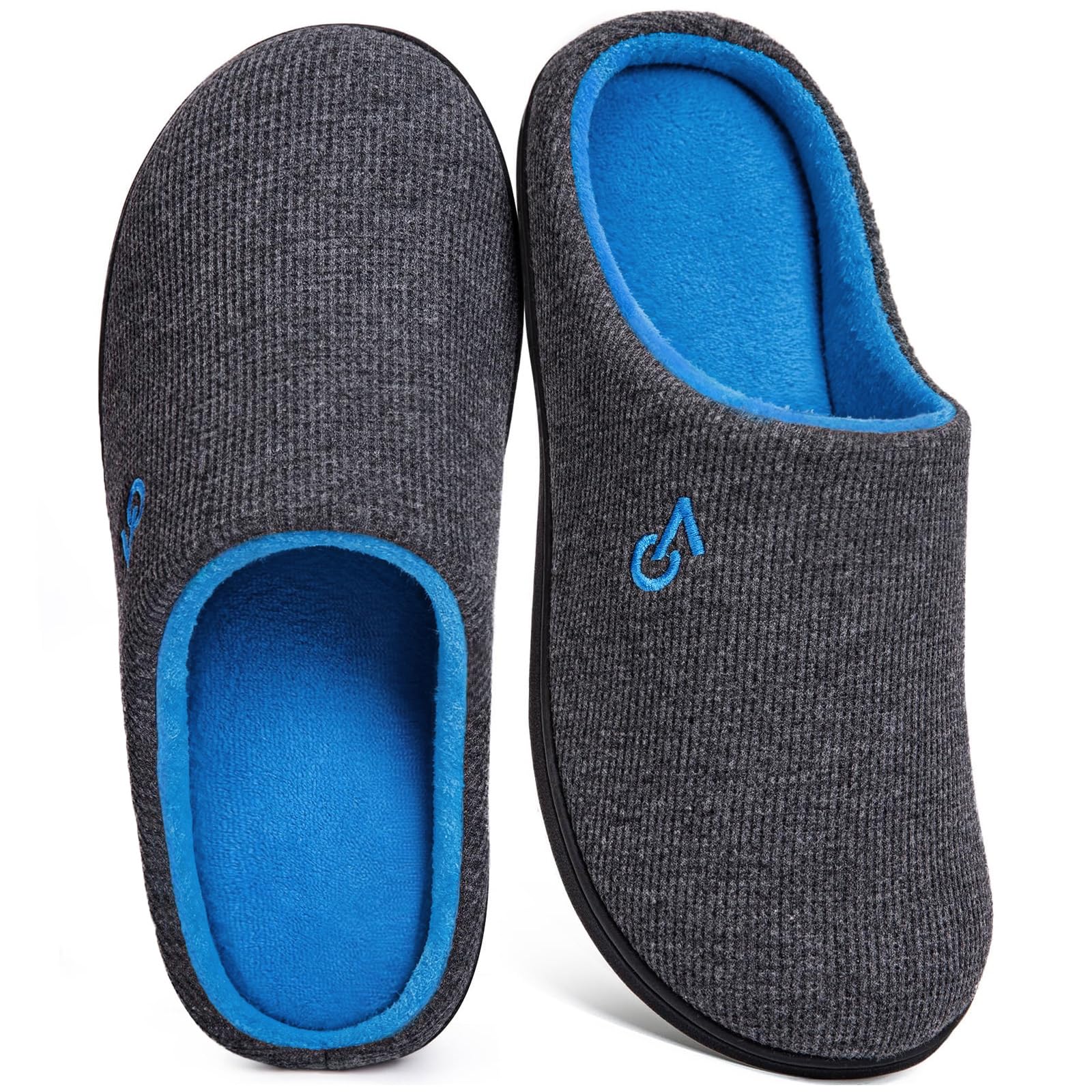 VeraCosy Men's Two-Tone Memory Foam Slippers | Slip-on, Wide Fit, Mule, House, I