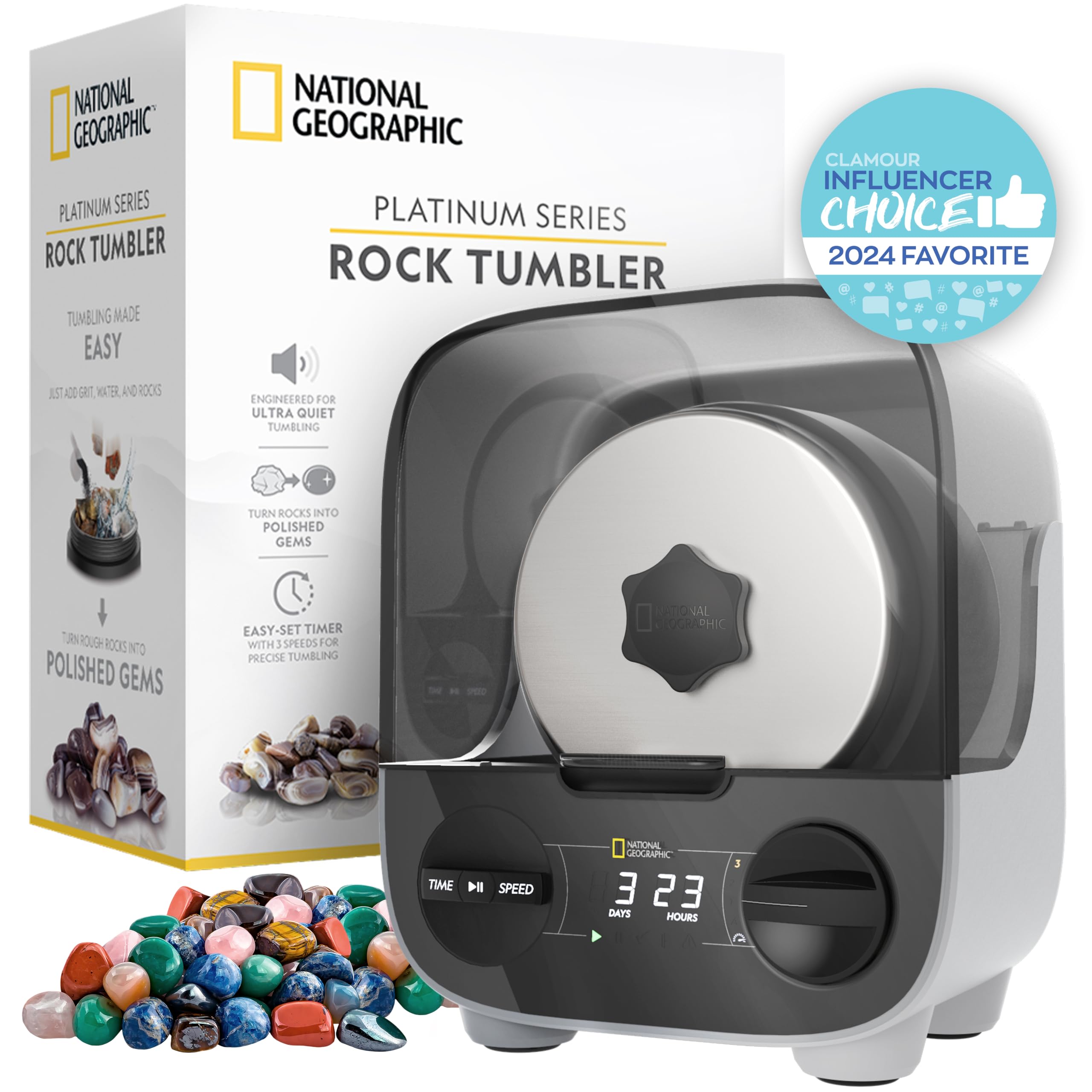 National Geographic Ultra Quiet Rock Tumbler Kit for Kids and Adults | Ultra-Qui