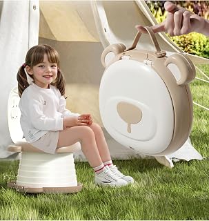 AKIMRABY Travel Potty Seat for Toddler，Foldable Car Potty for Toddler, Portable Toilet Seat for Kids with Potty Liners, Absorbent Pads, Portable Potty Seat for Toddler Travel, Camping And Outdoor Use