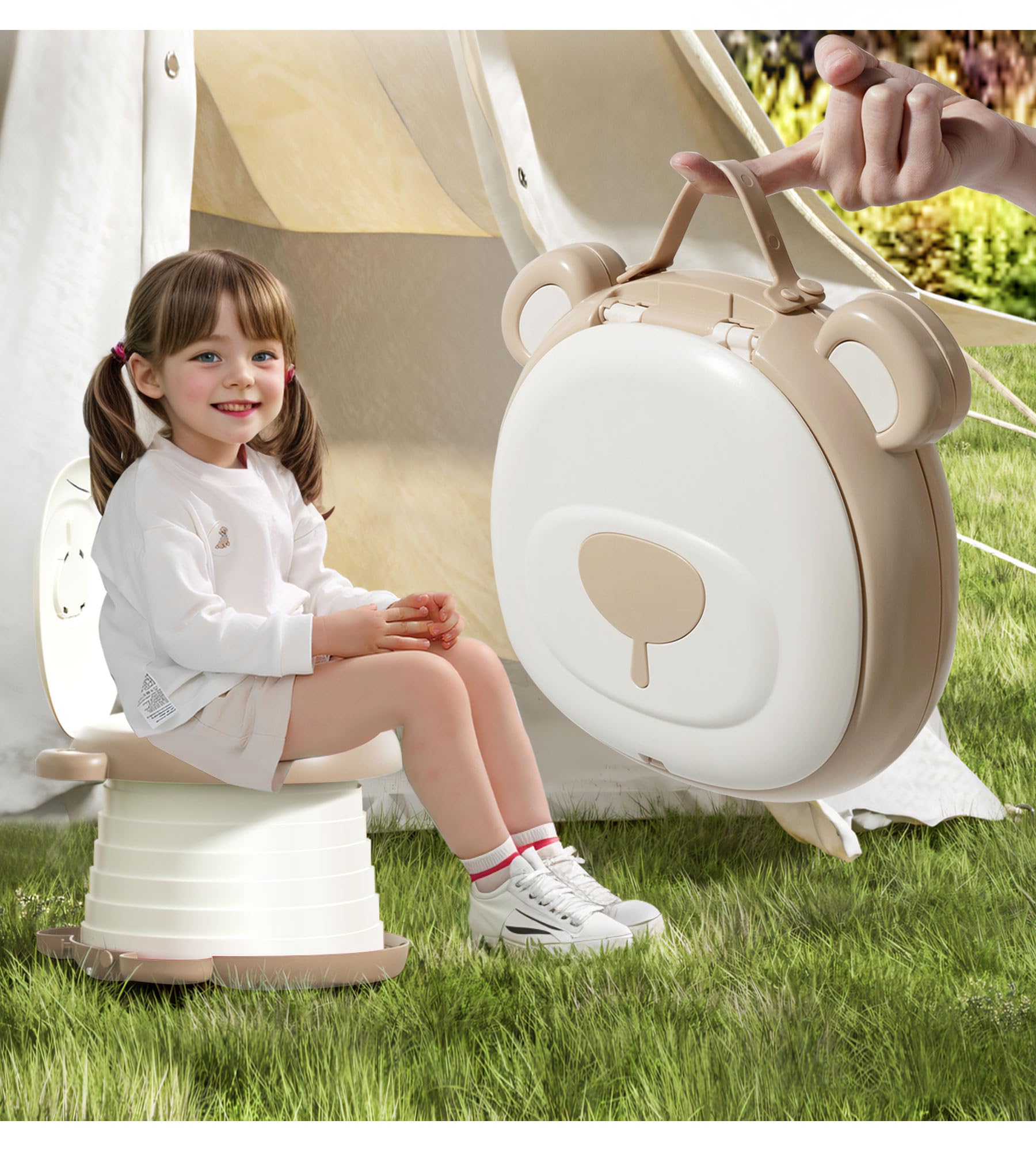 AKIMRABY Travel Potty Seat for Toddler，Foldable Car Potty for Toddler, Portable 