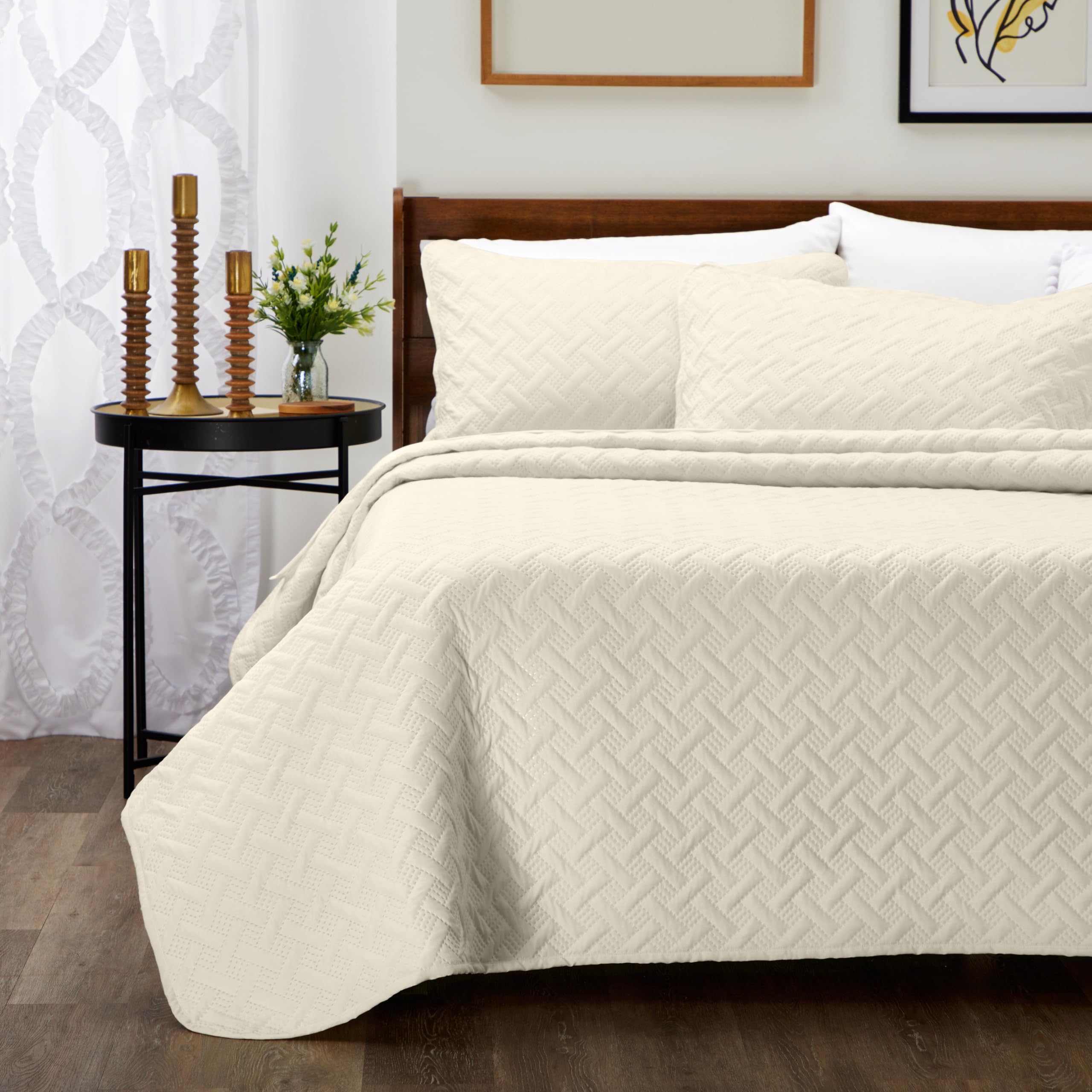 Cosy House Collection Luxury 3 Piece Bamboo Quilted Bedspread Set Ultra Soft - C
