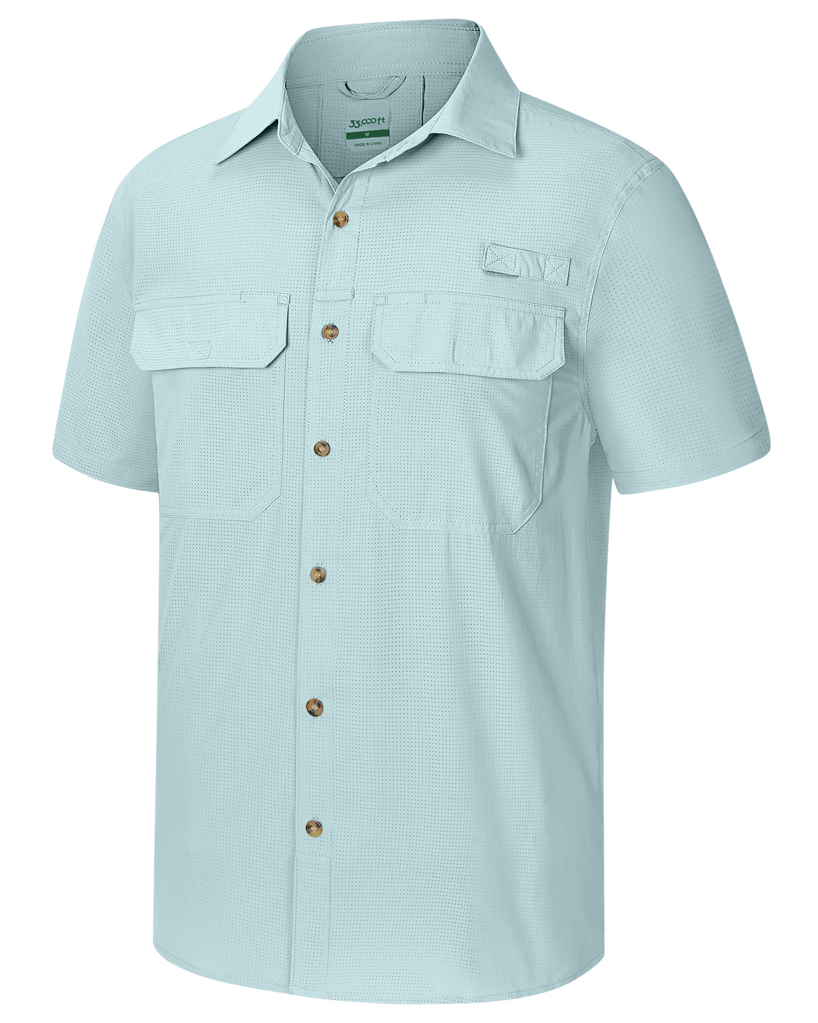 33,000ft Men's Short Sleeve Shirt UV Protection UPF50+ Quick Dry Casual Hiking F