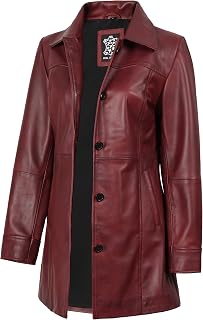 Decrum Real Lambskin 3/4 Length Leather Jacket Car Coat Style for Women