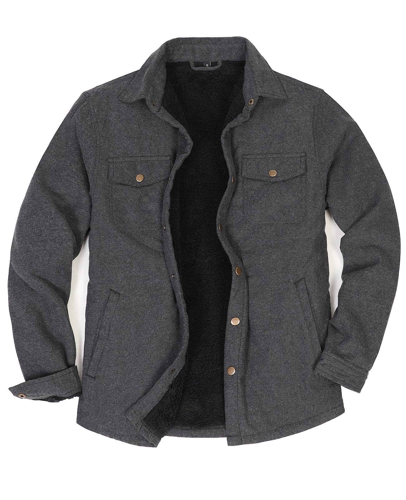 ZENTHACE Men's Sherpa Lined Flannel Shirt Jacket,Long Sleeve Brushed Flannel Sha