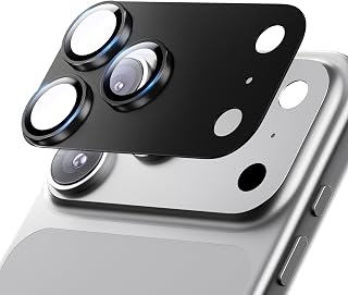 Hoerrye Camera Lens Protector for iPhone 17 Pro - [12ft Shockproof Military Grade] [Strong Adsorption] Metal 9H+ Tempered Glass Camera Screen Full Coverage Compatible