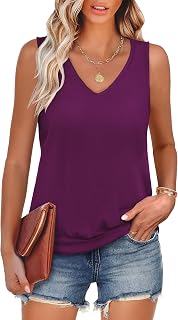 ANRABESS Women Tank Tops Summer V Neck Sleeveless Casual Loose Fit Cute Cami Basic T Shirts Solid Tees 2026 Trendy Outfits