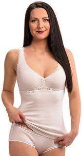HERMKO 15804740 Women's Bra Tank Top with Pretty Lace and V Neck, 100% Organic Cotton