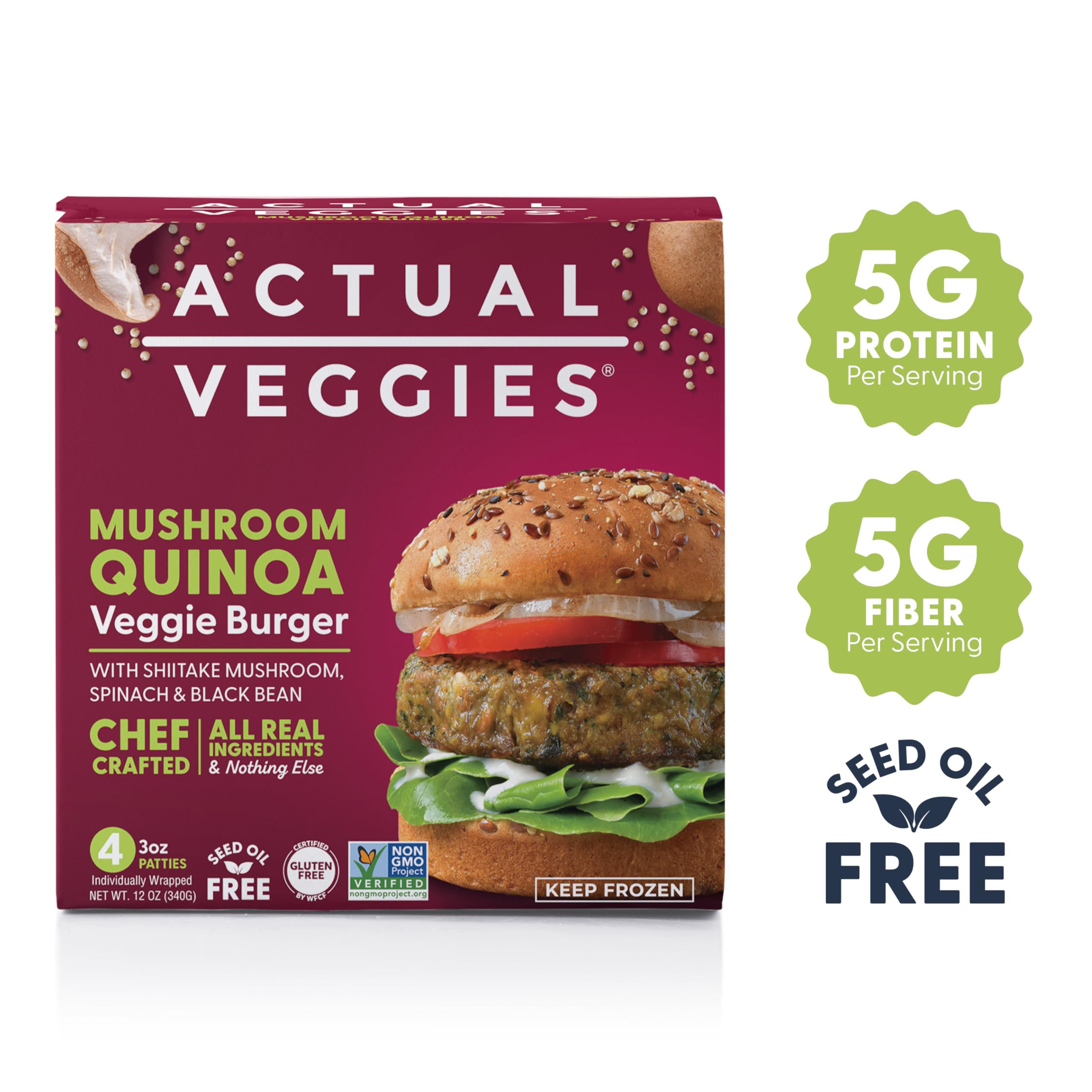 Actual Veggies Mushroom Quinoa Veggie Burger, 12oz