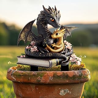 Dragon Family Acrylic Garden Stake, Indoor and Outdoor Garden Acrylic Decoration, Idea Gift for Flower Potted Ornament and Landscape Beautification, Suitable for Courtyards and Lawn