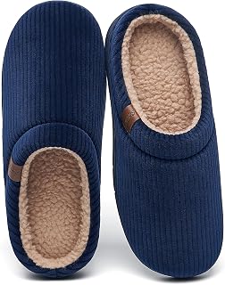 Men's Fuzzy Slippers with Warm Polar Fleece Lining & Memory Foam Insoles for Comfortable - Arch Support House Shoes for Indoor Outdoor Use