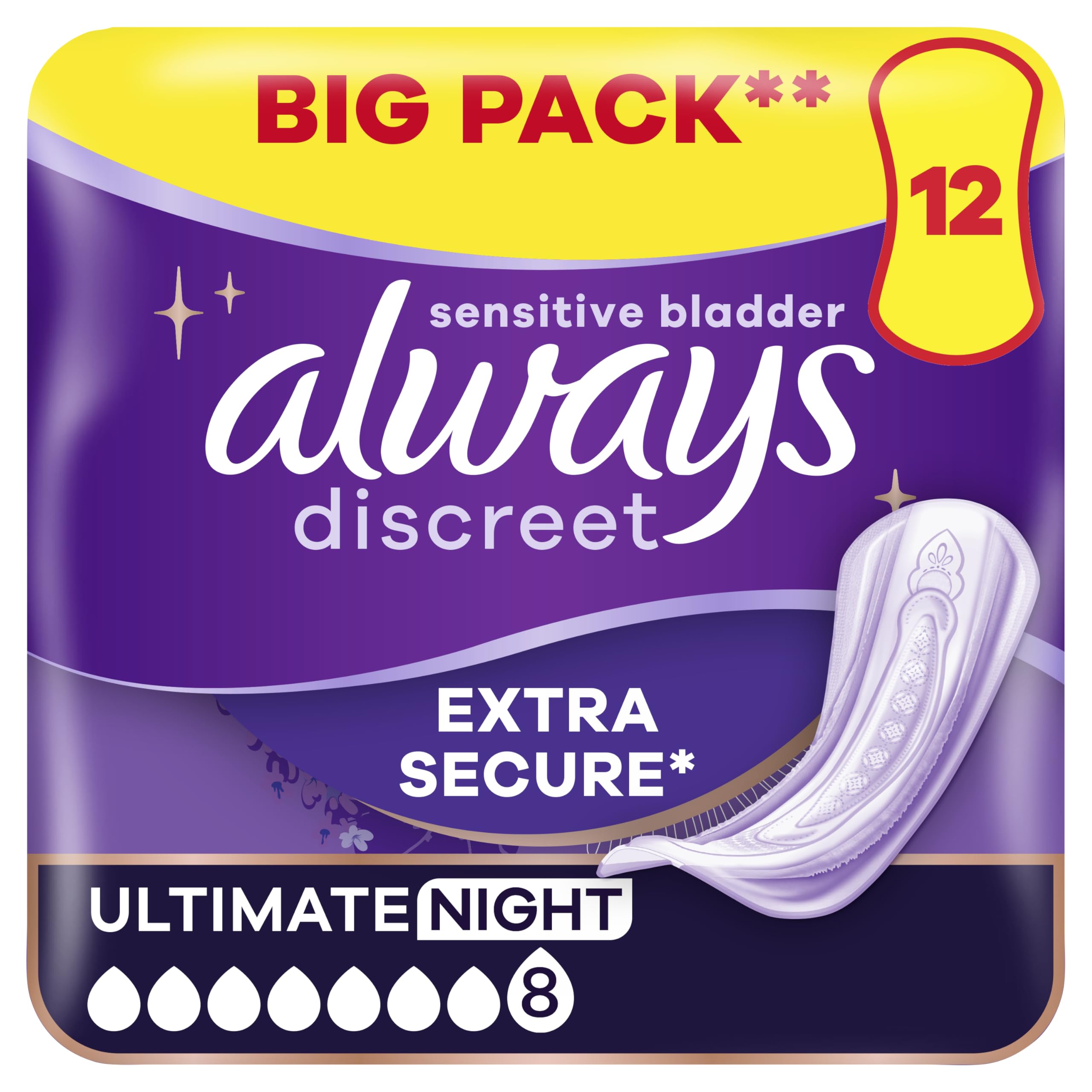 Always Discreet Incontinence Pads Ultimate Night 12CT