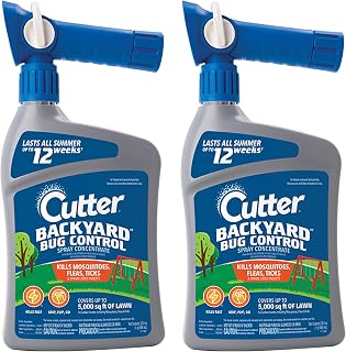 Cutter Backyard Bug Control Spray Concentrate 32 Oz, 2 Pack | Kills Mosquitoes, Fleas & Other Listed Insects, For Lawns, Shrubs, & More, Controls up to 12 Weeks, Treats up to 5,000 Sq.Ft.