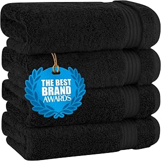 Cotton Paradise, 100% Turkish Cotton Luxury Hotel Spa Quality Soft Absorbent Quick Dry Thick 600gsm Face Hand Freedom Set 16" x 28.3" Black