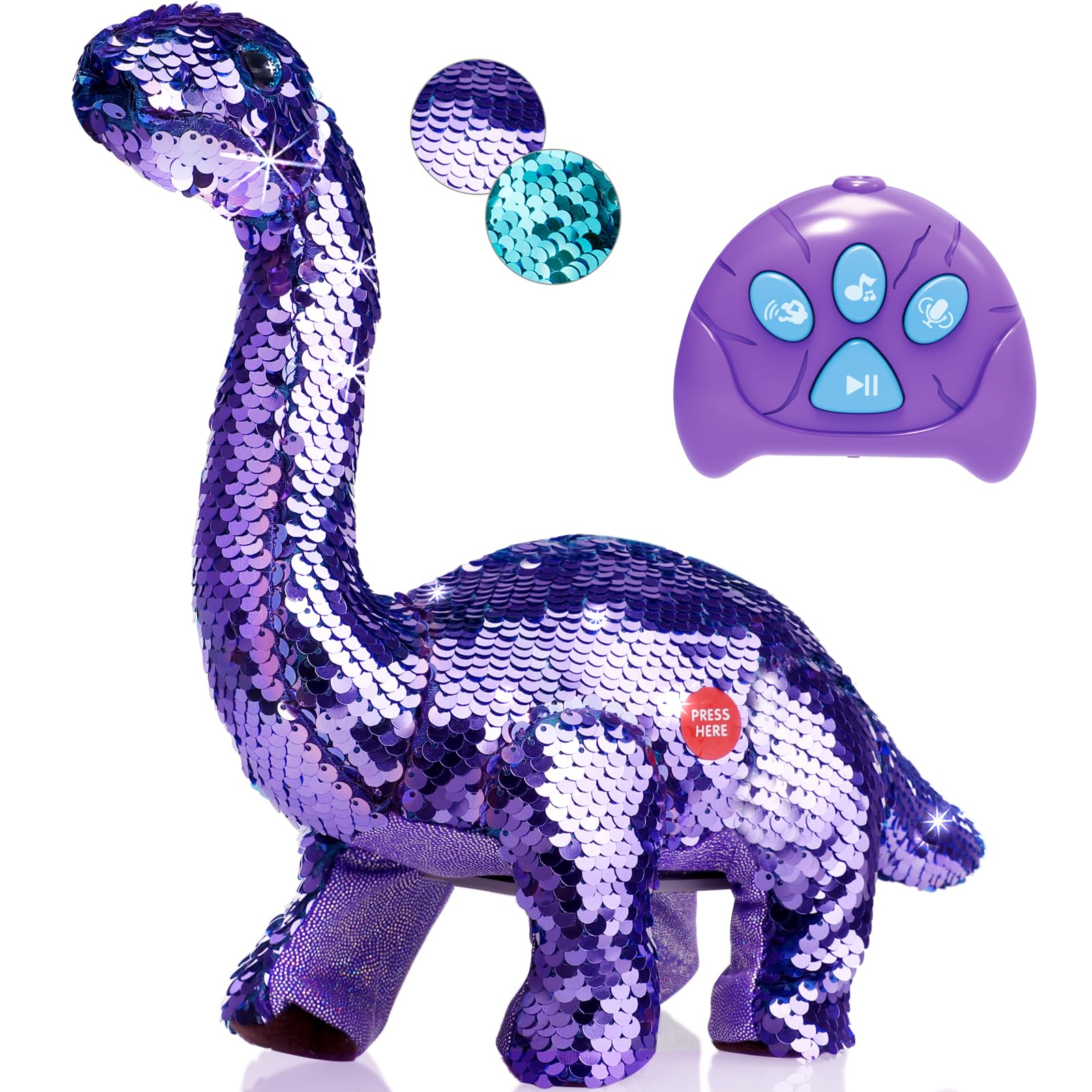 Koonie Dinosaur Toys for Girls, 2 Year Old Girl Toys, Purple Dinosaur Remote Con