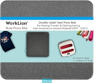 WORKLION Heat Press Mat 11"x13": Double-Sided Heat-Resistant Materials Protective Resistant Mat Compatible with Cricut Easypress/Easypress 2 & HTV Craft Vinyl Ironing Insulation Transfer Projects