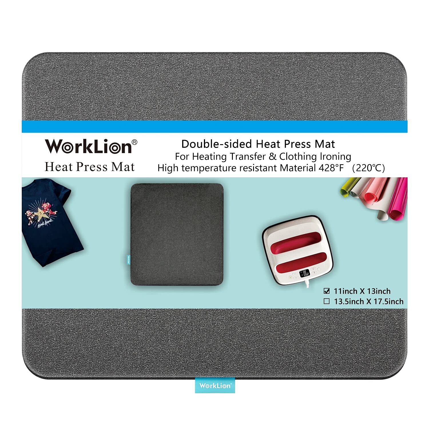WORKLION Heat Press Mat 11"x13": Double-Sided Heat-Resistant Materials Protectiv