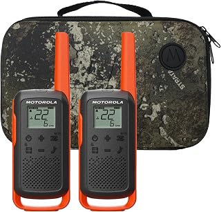 Motorola Solutions T275 Talkabout Two-Way Radio – Rechargeable FRS Radios with 22 Channels, Up to 25 Mile Range, Includes Carrying Case, Orange/Black, 2-Pack