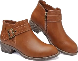 ziitop Women's Black Zip Up Ankle Boots Elegant Ankle Boots Women Pointed Toe Buckle Western Chelsea Boots Autumn Winter Unlined Versatile