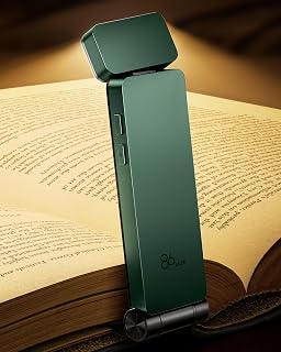 86lux USB Rechargeable LED Reading Light, Green | Page Marker Clip Lamp with 3 Colour Temperatures, Up to 80 Hours of Battery Life